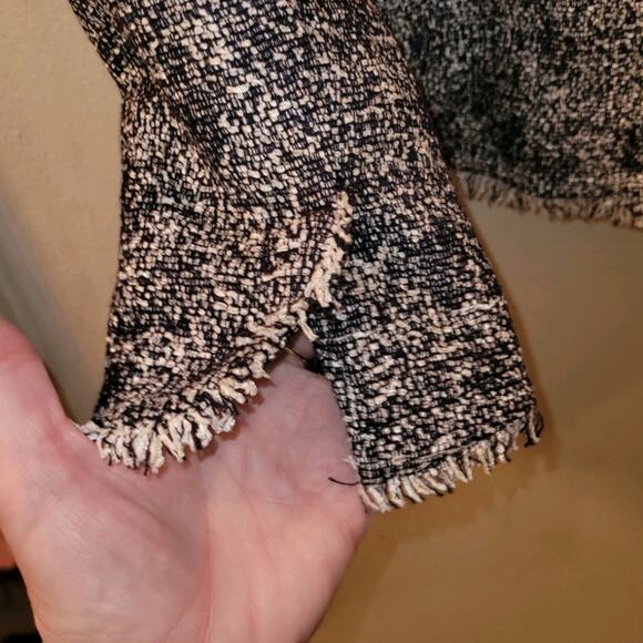 Talbots Womens Blue & White Tweed Fringed Blazer Jacket Size 8 - Picture 7 of 10